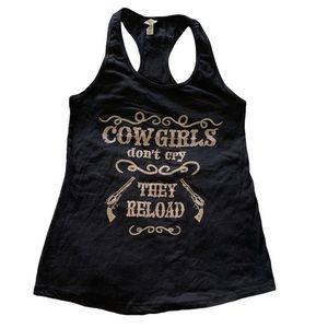 Women’s New Athletic Black Racerback Tank Top “Cowboys don’t cry the Reload